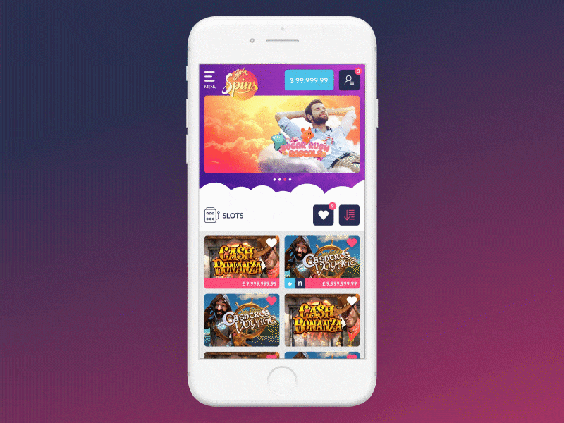 Gala Spins – Favourite Games after effects animation favourite heart interaction like motion ui web