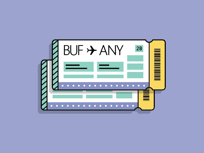 Plane Tickets design illustration trip vacation buffalo travel airport flying fly ticket plane plane ticket