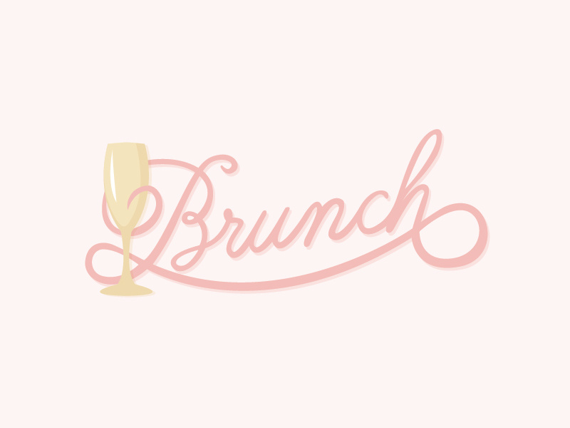 Brunch champange sunday mimosa lunch breakfast hand lettered typography type brunch