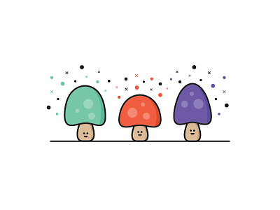 Mushroom Trio cartoon characters edible food illustration mushroom mushrooms
