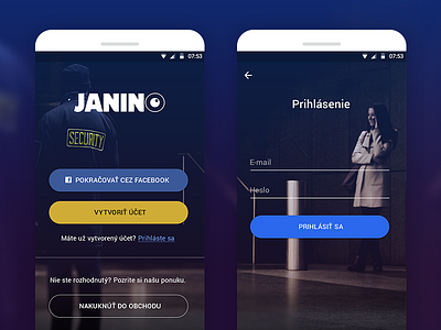 Janino - eshop for janitors app challenge login mobile prospects signup ui ux