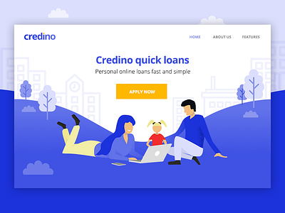 Credino loans family finance gradient illustration landing page loan ui web design