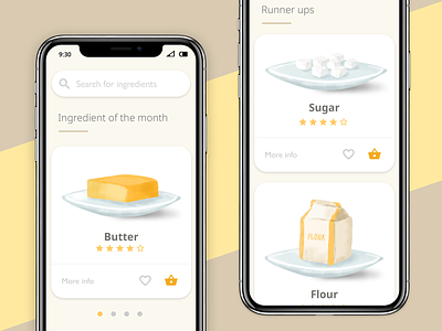 Food app illustrations app branding butter flour food food app illustration iphone landing page sugar ui ui design webdesign