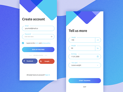 Daily UI challenge - sign up screen app daily 100 daily 100 challenge daily challange dailyui dailyui 001 design fitness app gradient iphone mobile app registration form sign up signup form ui vector