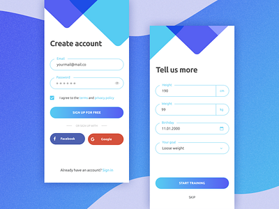 Daily UI challenge - sign up screen app daily 100 daily 100 challenge daily challange dailyui dailyui 001 design fitness app gradient iphone mobile app registration form sign up signup form ui vector