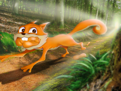 Sunday jog in the forest art direction character design composition concept art forest illustration squirel