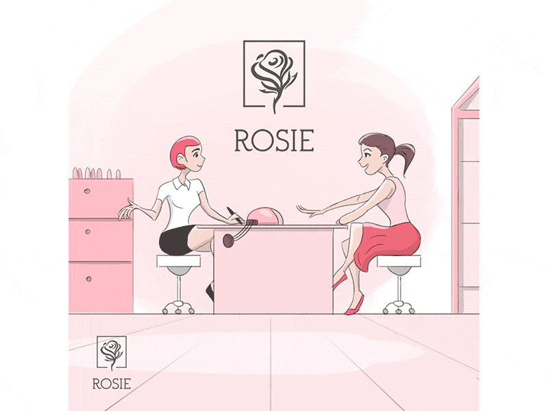 Nail salon illustration animation 2d beauty beauty care charachter design character comic art girl illustration illustration nail salon