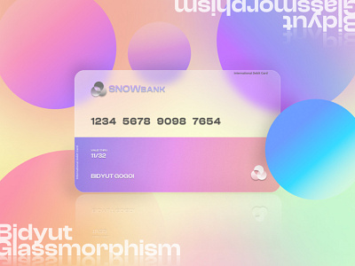 Glassmorphic Debit Card 3d app branding design digitalart figma glass glassmorphism graphic design illustration logo productdesign typography ui uidesign ux vector