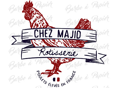 Logo for Roast Chicken House chicken france french logo roast