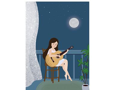Music in a full moon night!! animation art branding design graphic design icon illustration logo ui vector