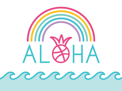Aloha Dribbble! aloha california debut first hawaii hello pineapple rainbow waves