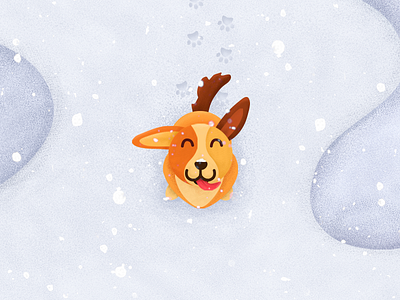 Happy dog Illustration brown cute dok drawing fun happy illustration orange paws popart studio puppy snow snowflake sweet up