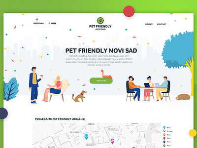 Pet Friendly website awesome caffe cat cute dog flat illustration modern people pet simple ui website