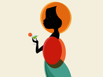 The girl with a drink character dress drink girl glass illustration minimal shapes