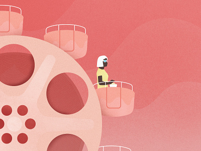 Movie reel ferris girl illustration movie reel wheel