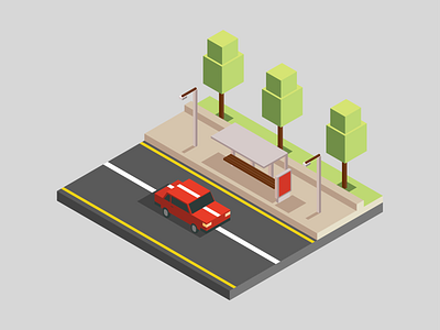 Isometric street - X DMM 2d art car city design digital dribbble figma fun graphic green hand illustration inspiration isometric pen tool simple street ui vector