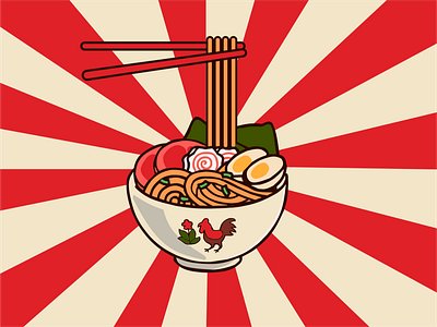 Noodle - illustration figma food indonesia mie ayam noodle pen tool retro