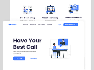 Zoomie - Conference Call Web Design conference design figma hompage ui web