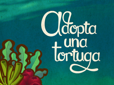 Adopta una tortuga hand made letters sea vector