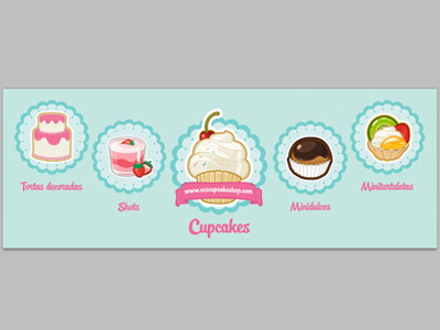 CCS Cupcake Shop facebook Timeline dessert dulces fruits postres vector