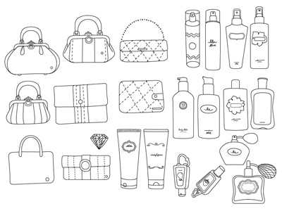 potes y carteras bags doodle splash vector