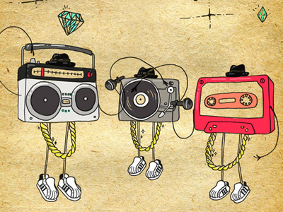 ilustración para mono boom box cassett doodle mono music rap rundmc