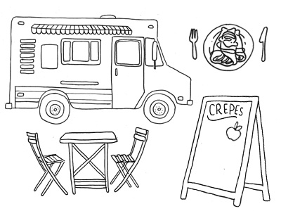 Food truck crepes doodle food foodtruck sketch