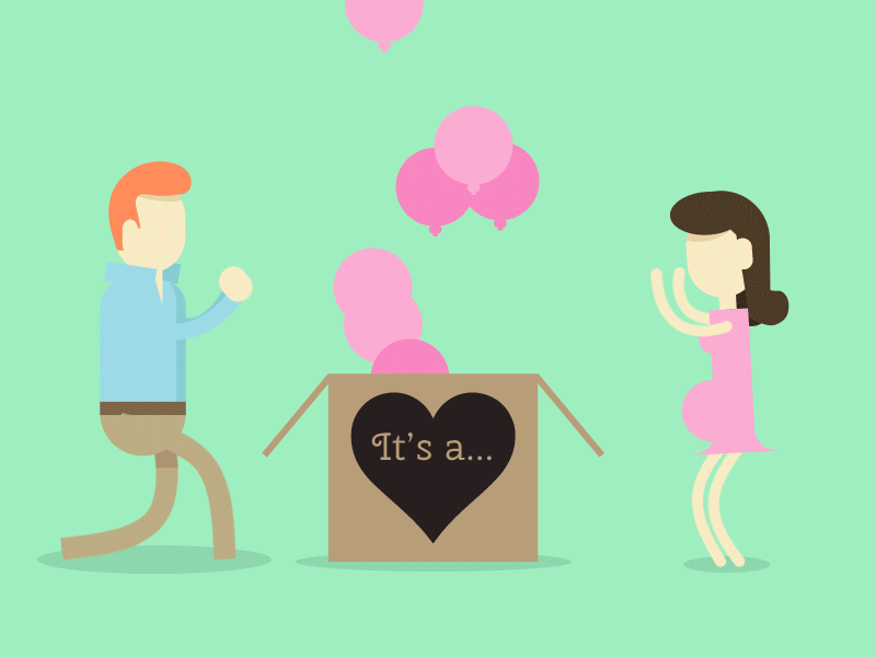 Gender Reveal after effects animation announcement character gender reveal