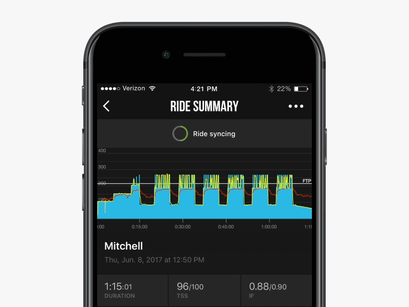 Ride Sync Status Update animation app bicycle bike checkmark mobile progress sync trainerroad ui ux