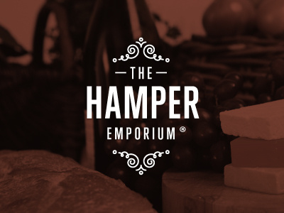 The Hamper Emporium - Logo Signature basket brand brown condensed food gift gothic hamper lettering logo mark motif ornament picnic signature type warm