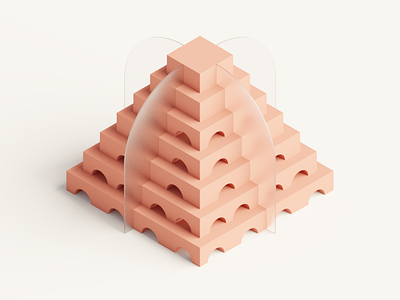 The Temple 3d abstract architecture b3d blender icon illustration isometric minimalist