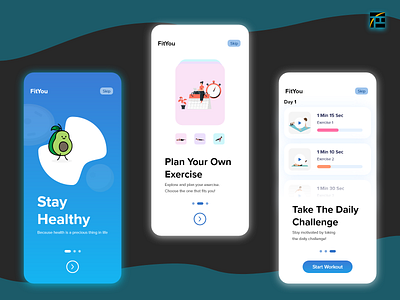 FitYou App UI Design adobe xd design fitness mobile app mobile ui onboarding ui uiux ux