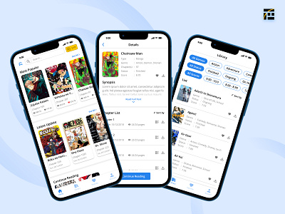 ReadManga App UI Design comic design japanese manga mobile app mobile ui ui uiux ux