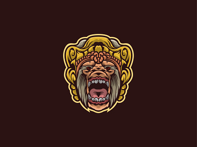 Monkey head with culture crown mascot logo 2022 animal branding cartoon culture design esport forest gaming graphic design head logo illustration king logo monkey monkeyking