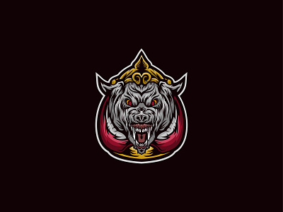 King wolf head mascot logo 2022 animal branding cartoon culture design esport forest game gaming graphic design illustration jungle king logo scary scream t shirt vector wolf