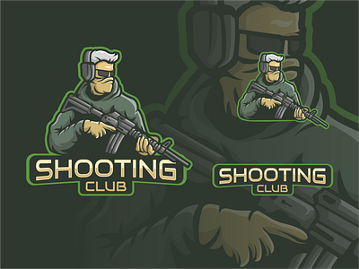 Shooting club army mascot logo 2022 army branding cartoon club design esport graphic design green illustration logo profesional shoot sniper team ui