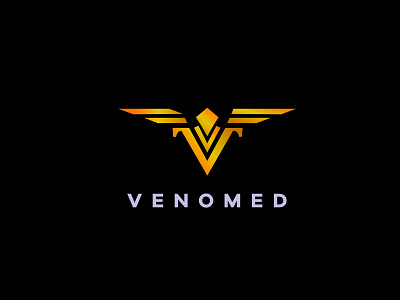 Venomed Luxury Company Logo band bird branding cartoon colorful company design fly gold gradient logo graphic design illustration letter v logo luxury ui ux vector venom
