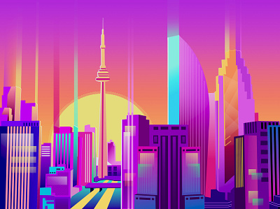 Toronto buildings graphic design illustration vector