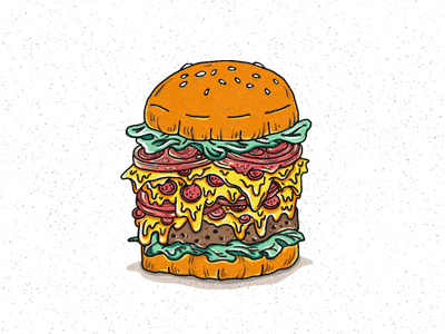 Cheesy Pizza Burger art burger cheese illustration pizza