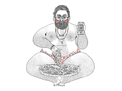 Pizza & VB beer art australia beer cheese hairy illustration ink naked pizza usa