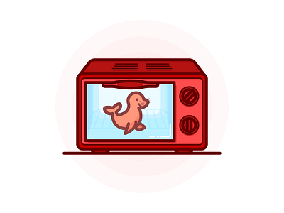 An oven illustration red seals ui