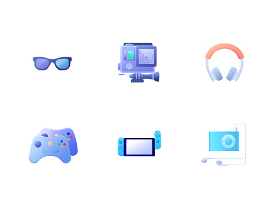 Icons blue game glasses icon music