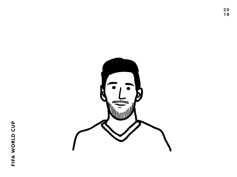 Leo Messi 2d fifa flat illustration messi outline soccer player world cup