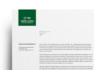 Green Castle Management Letter Head branding letter head logo visual identity