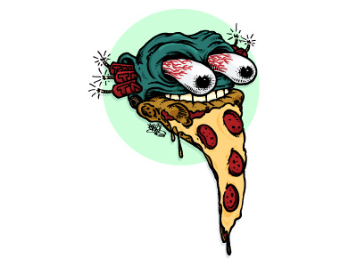 Pizza Fiend cartoon cheese illustration mindblown pepperoni pizza