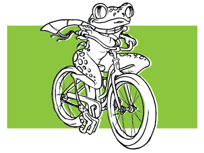 Froggie bicycle rider treefrog