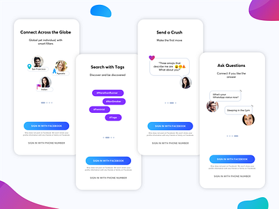 Woo Dating Walkthrough Concept dating mobile app mobile design onboarding onboarding illustration onboarding ui skech sketch app ui walkthrough