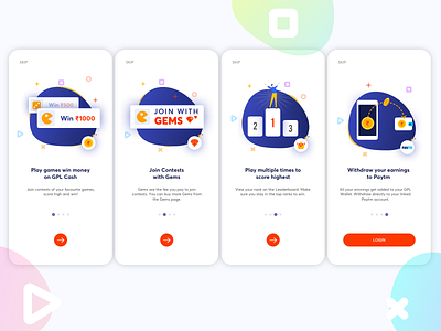 Gaming Walkthrough android branding color design flat game gradiant illustration ios mobile app mobile design onboarding onboarding illustration onboarding ui sketch sketch app typography ui ui ux walkthrough