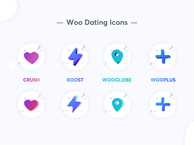 Woo Dating Icons 3d color dating app grabient icon illustration mobile design sketch sketch app ui vector