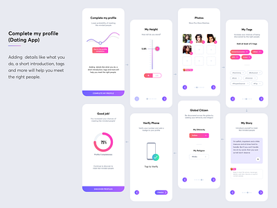Profile Completeness Light Theme (Dating App) by Subhasis Rout on Dribbble